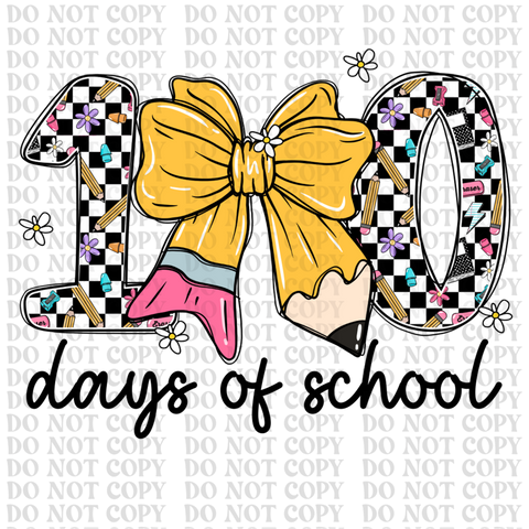 100 Days of School DTF or Sublimation Transfer