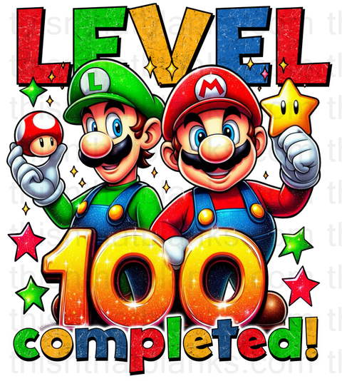 Level 100 Completed Mario Sublimation Or DTF Transfer