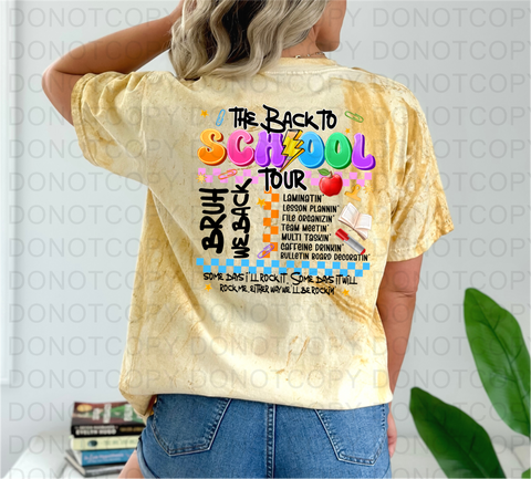 Back To School Tour DTF or Sublimation Transfer