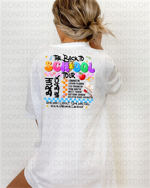 Back To School Tour DTF or Sublimation Transfer