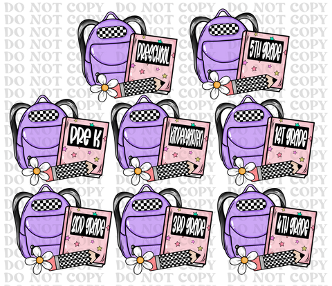 Girl Backpack Bundle DTF or Sublimation Transfer