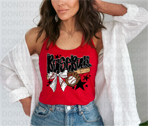 Softball Baseball Bow DTF or Sublimation Transfer