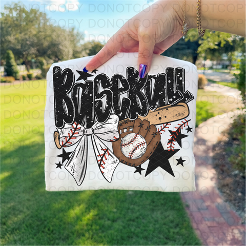 Softball Baseball Bow DTF or Sublimation Transfer