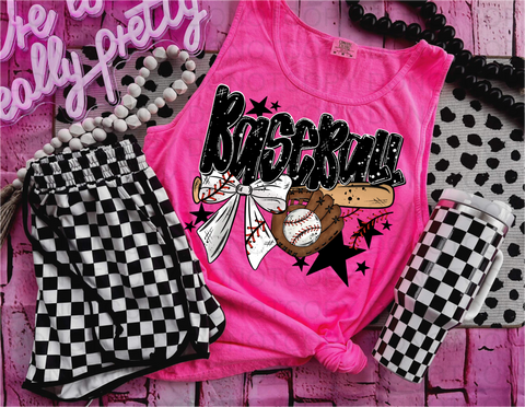 Softball Baseball Bow DTF or Sublimation Transfer