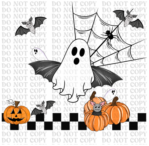 Bat Ghost Doodle DTF or Sublimation Transfer
