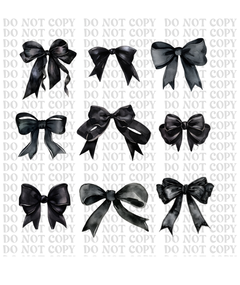 Black Bow Set DTF or Sublimation Transfer