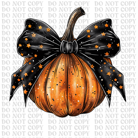 Black Bow Pumpkin DTF or Sublimation Transfer