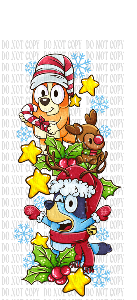 Blue Dog Christmas DTF or Sublimation Transfer