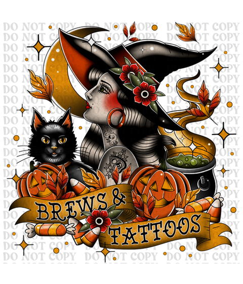 Brews and Tattoos DTF or Sublimation Transfer