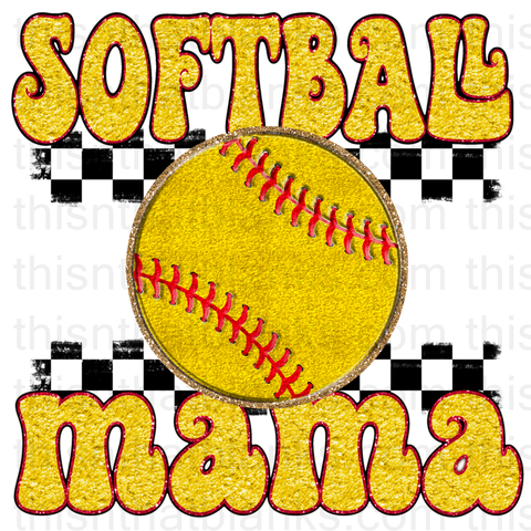 Chenille Softball Mama Sublimation Or DTF Transfer