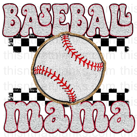 Chenille Baseball Mama Sublimation Or DTF Transfer