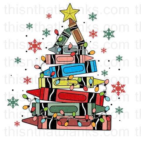 Crayon Christmas Tree Sublimation or DTF Transfer