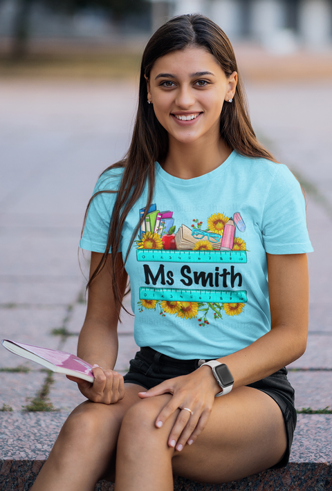 Customizable Teacher Floral Sunflower Sublimation Or DTF Transfer