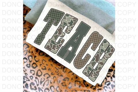 Camo Teacher DTF or Sublimation Transfer