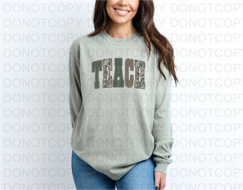 Camo Teacher DTF or Sublimation Transfer