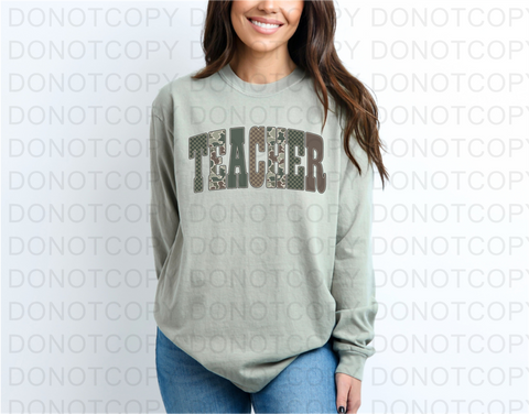 Camo Teacher DTF or Sublimation Transfer