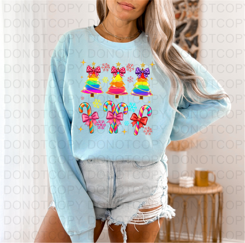 Neon Christmas Candy DTF or Sublimation Transfer