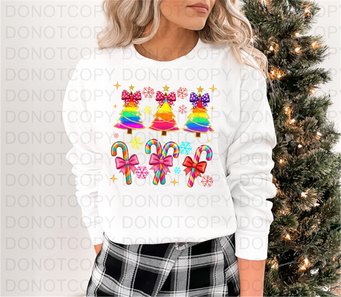 Neon Christmas Candy DTF or Sublimation Transfer