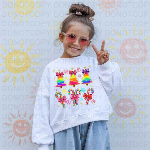 Neon Christmas Candy DTF or Sublimation Transfer