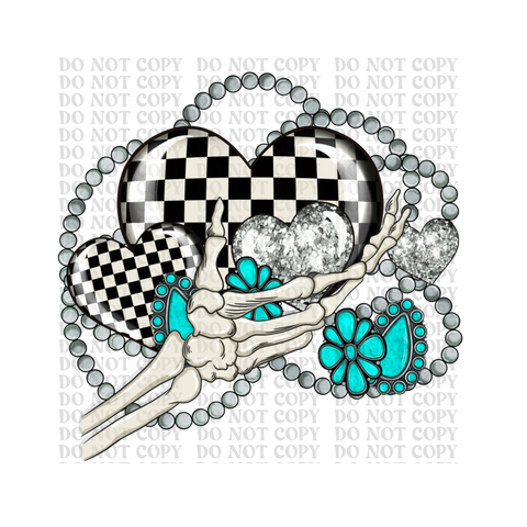 Checker Hearts DTF or Sublimation Transfer