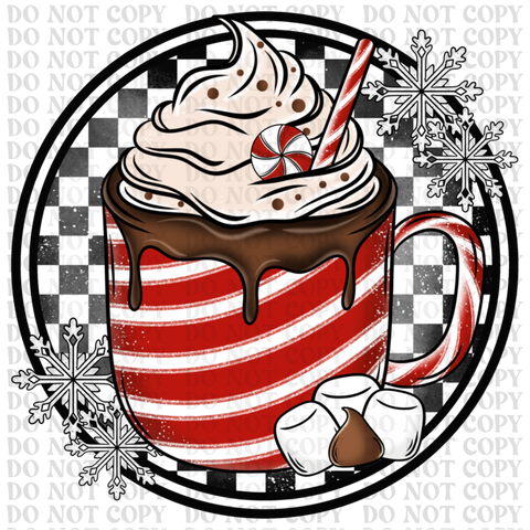 Checkered Hot Cocoa DTF or Sublimation Transfer