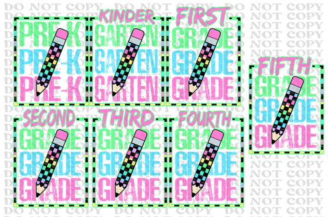 Checkered Pencil DTF or Sublimation Transfer