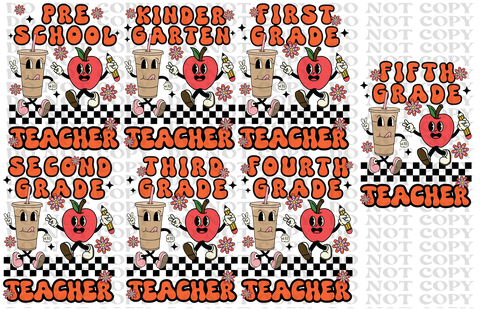 Checkered Teachers DTF or Sublimation Transfer