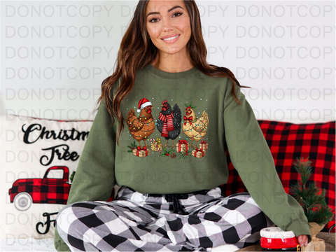 Christmas Chickens DTF or Sublimation Transfer