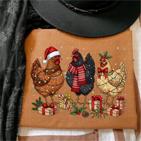 Christmas Chickens DTF or Sublimation Transfer