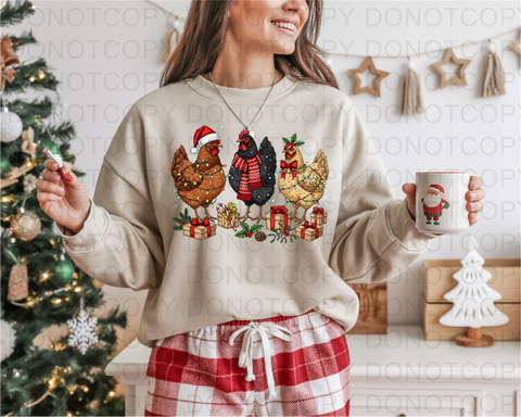 Christmas Chickens DTF or Sublimation Transfer