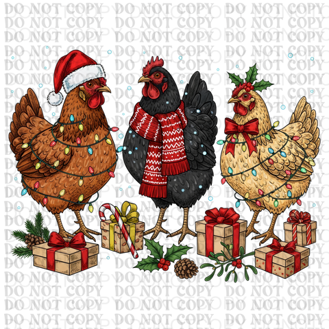 Christmas Chickens DTF or Sublimation Transfer