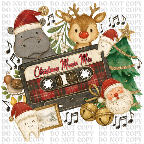 Christmas Music Mix DTF or Sublimation Transfer