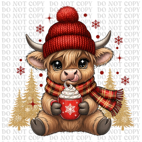 Christmas Cow DTF or Sublimation Transfer
