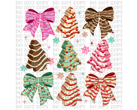Christmas Tree Cake Set DTF or Sublimation Transfer