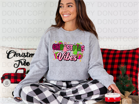 Christmas Vibes DTF or Sublimation Transfer