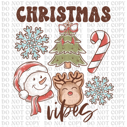Retro Christmas Vibes DTF or Sublimation Transfer
