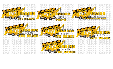 Construction School Bundle DTF or Sublimation Transfer