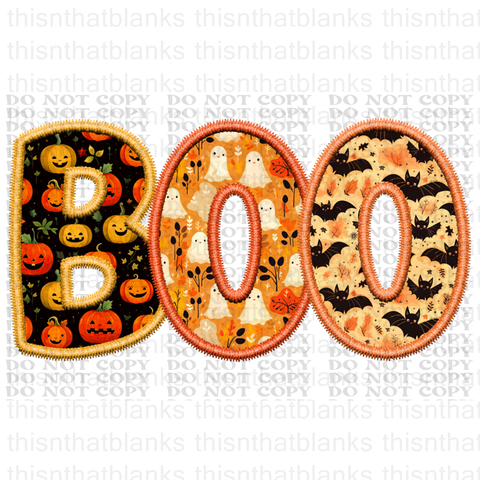 Embroidery Boo DTF or Sublimation Transfer