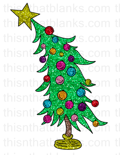 Christmas Tree Faux Glitter Sublimation or DTF Transfer