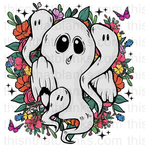Floral Ghost Halloween Sublimation or DTF Transfer
