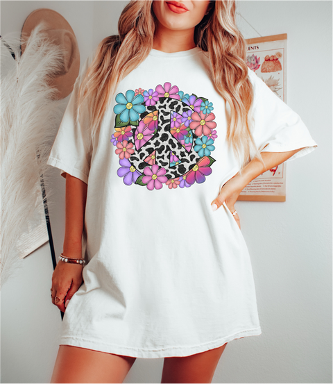 Floral Peace Sign Sublimation or DTF Transfer