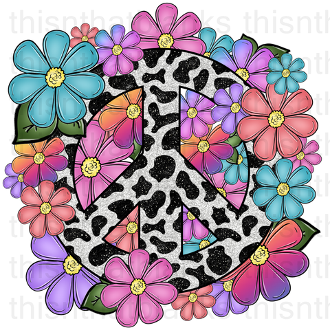 Floral Peace Sign Sublimation or DTF Transfer
