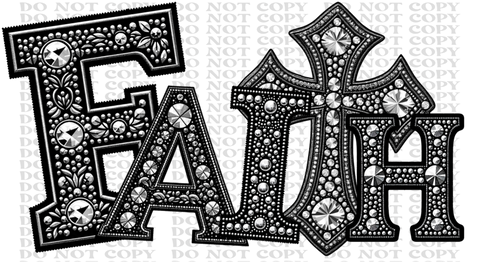 Faith Rhinestone DTF or Sublimation Transfer