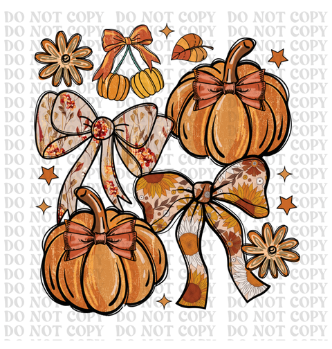 Fall Floral Pumpkin DTF or Sublimation Transfer