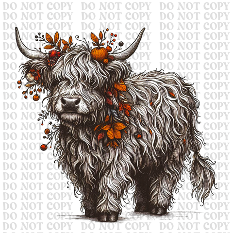 Fall Highland Cow DTF or Sublimation Transfer