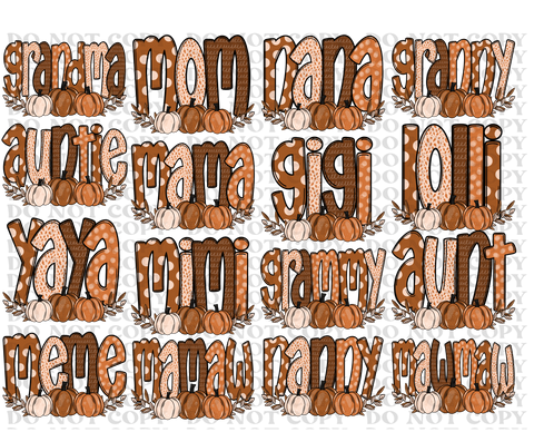 Fall Name Bundle DTF or Sublimation Transfer