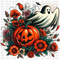 Ghost With Floral Pumpkin DTF or Sublimation Transfer