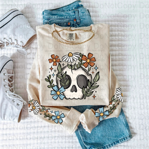 Floral Skellie DTF or Sublimation Transfer