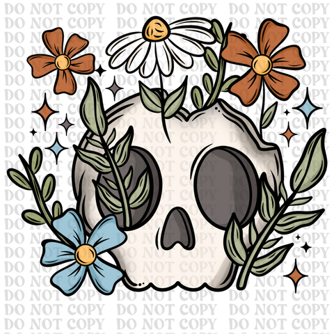Floral Skellie DTF or Sublimation Transfer