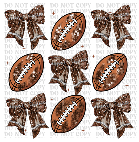 Football Bow Set DTF or Sublimation Transfer